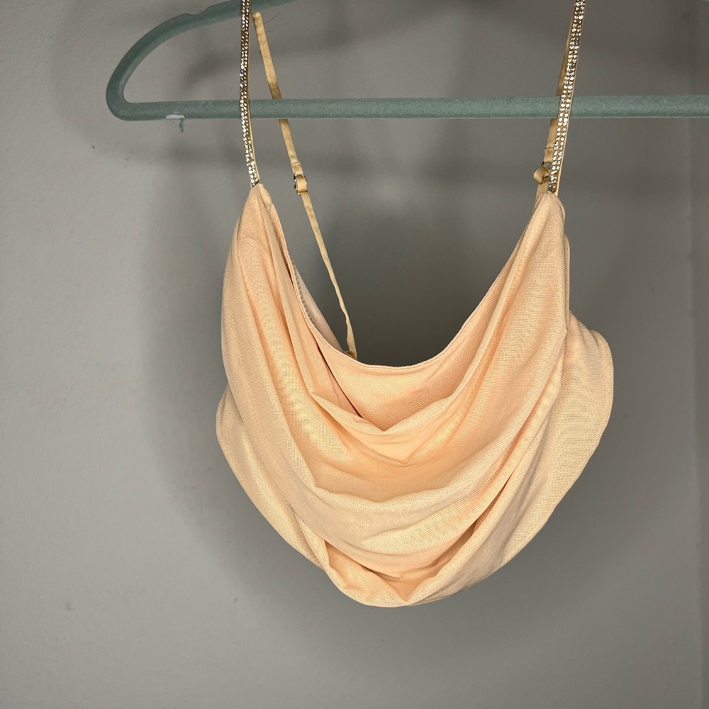 Oh Polly Cream Shoulder Bag with Gold Chain